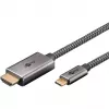 Pleciony kabel adaptera USB, wtyk USB-C > wtyk HDMI, 4K / 60 Hz (czarny/srebrny, 2 metry)