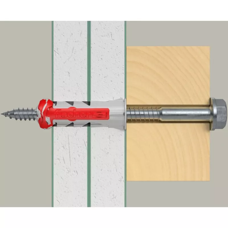 fischer Kołek rozporowy DUOPOWER 10x50 BigBox jasnoszary/czerwony 210 sztuk z możliwością wielokrotnego zamykania (570550)