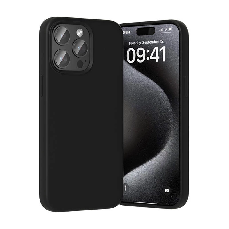 Ochronne silikonowe etui Vention KUFB0-40 do iPhone 15 Pro Max — czarna pokrowiec o miękkim dotyku