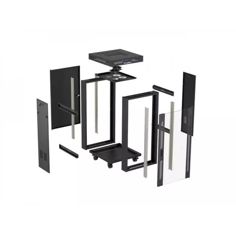 Stojąca szafa rack LANBERG FF01-6624-12BL 24U 19 cali 600×600 mm, IP20, 1200 kg, czarna
