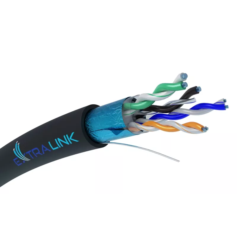 Kabel sieciowy Extralink skrętka CAT5E FTP zewnętrzny 305m czarny