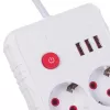 Listwa zasilająca MACLEAN MCE387 W — 2 gniazda, 3×USB A, 110–240V, 2500W, kabel 1,5 m, biała