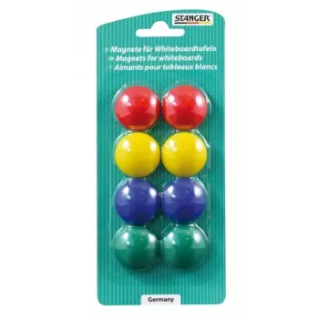 Magnesy do tablic suchościeralnych Stanger model 73002 zestaw 8 kolorów, opakowanie 8 okrągłych znaczników
