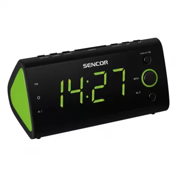 Zegar z radiem SENCOR SRC 170GN — radio FM z podwójnym alarmem, wyświetlaczem LED 1,2 cala, temperaturą wewnętrzną, funkcją drzemki (czarny)