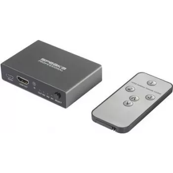 SpeaKa Professional SP-HDS-210 3-portowy przełącznik HDMI obsługujący Ultra HD 7680 x 4320 pikseli (SP-10461504)