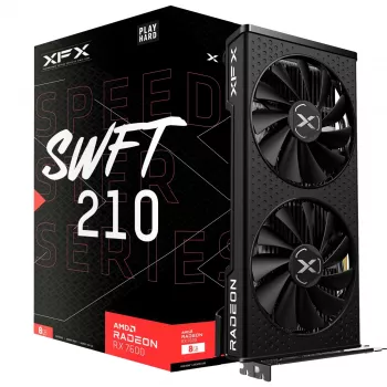 Karta graficzna XFX Radeon RX 7600 — 8 GB GDDR6, PCIe 4.0, 128-bit, 2x DisplayPort 2.1, HDMI 2.1, 2 wentylatory