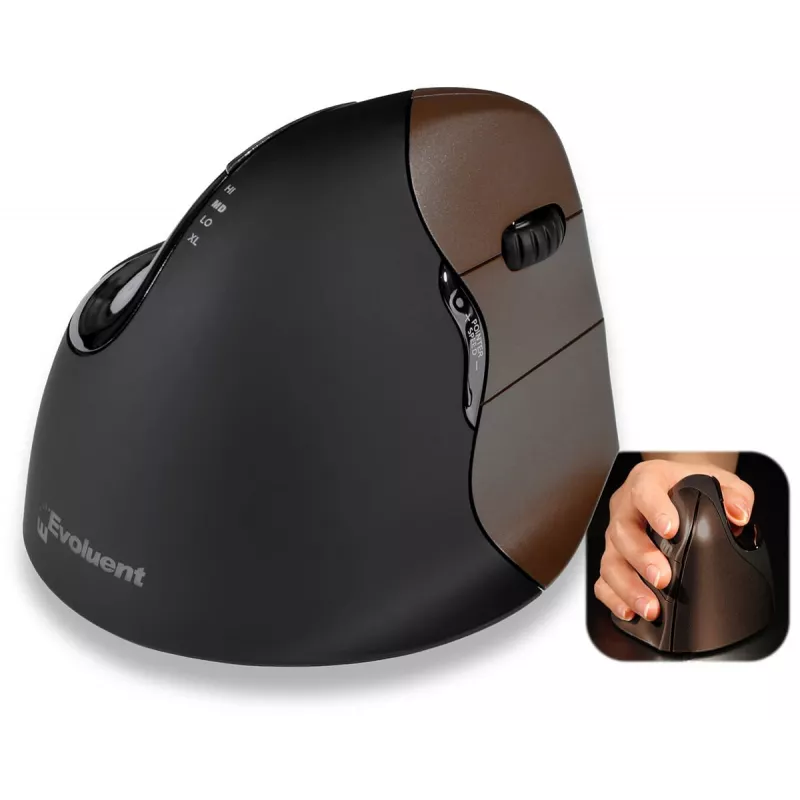 Evoluent VerticalMouse 4 Small - Vertikale Maus - Für Rechtshänder - optisch - 6 Tasten - kabellos - 2.4 GHz - kabelloser Empfänger (USB)