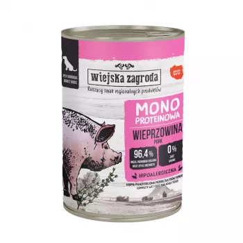 WIEJSKA ZAGRODA Monobiałkowa wieprzowina - mokra karma dla psa - 400g