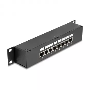 DeLOCK 10-calowy panel krosowy sprzęgacz 8 portów Kat.6 RJ45 czarny 1U