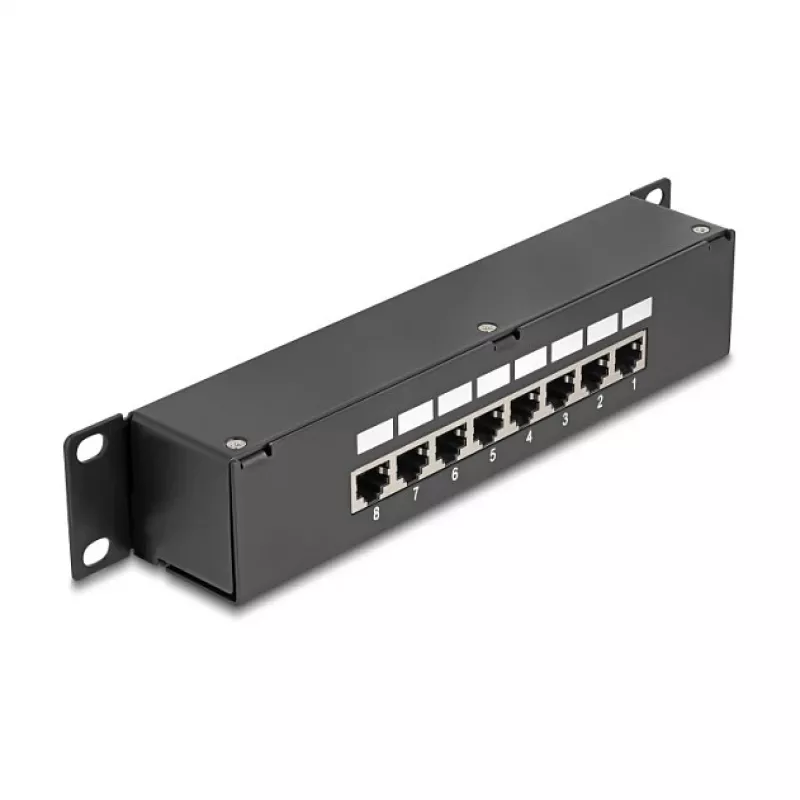 DeLOCK 10-calowy panel krosowy sprzęgacz 8 portów Kat.6 RJ45 czarny 1U