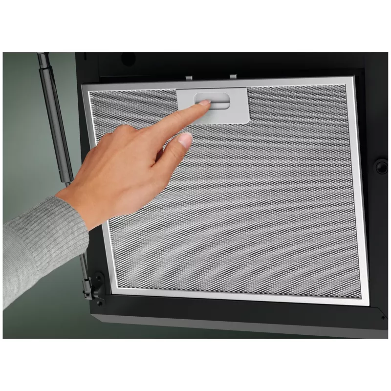 Okap podszafkowy Electrolux LFV626K, czarny, 598×396 mm, 615 m³/h w trybie recyrkulacji, 62 dB, filtr węglowy