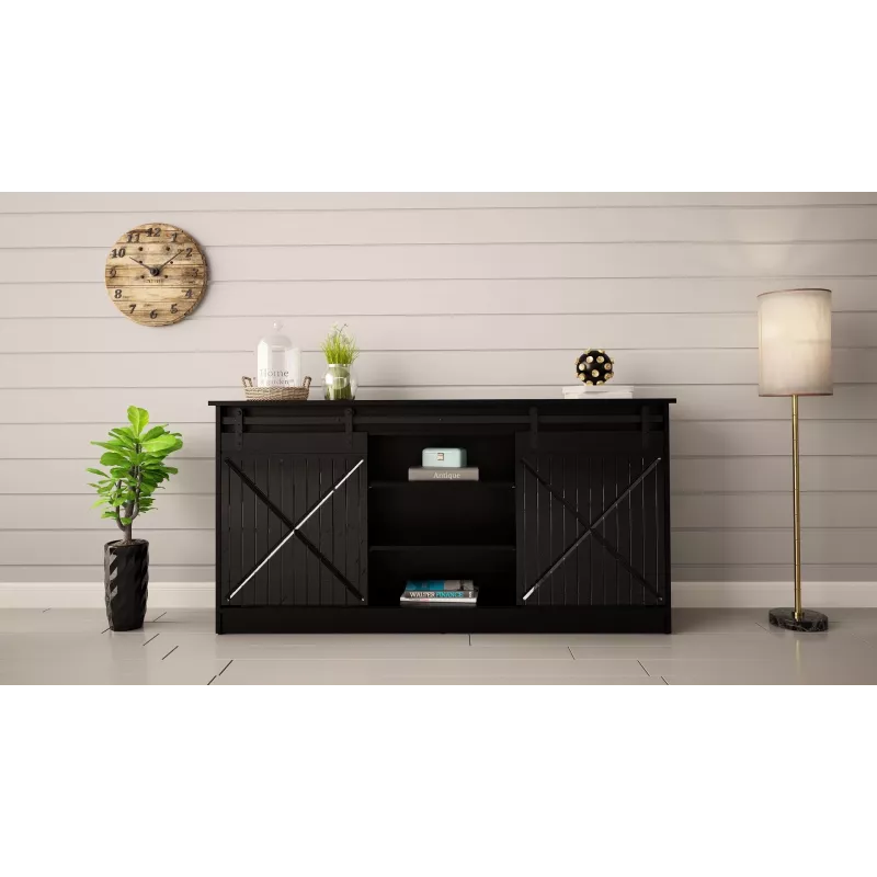 komoda 160x80x35 GRANERO czarny/czarny połysk