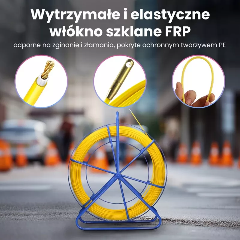 Pręt do przeciągania kabli Extralink Pilot 6 mm 200 m włókno szklane FRP żółty