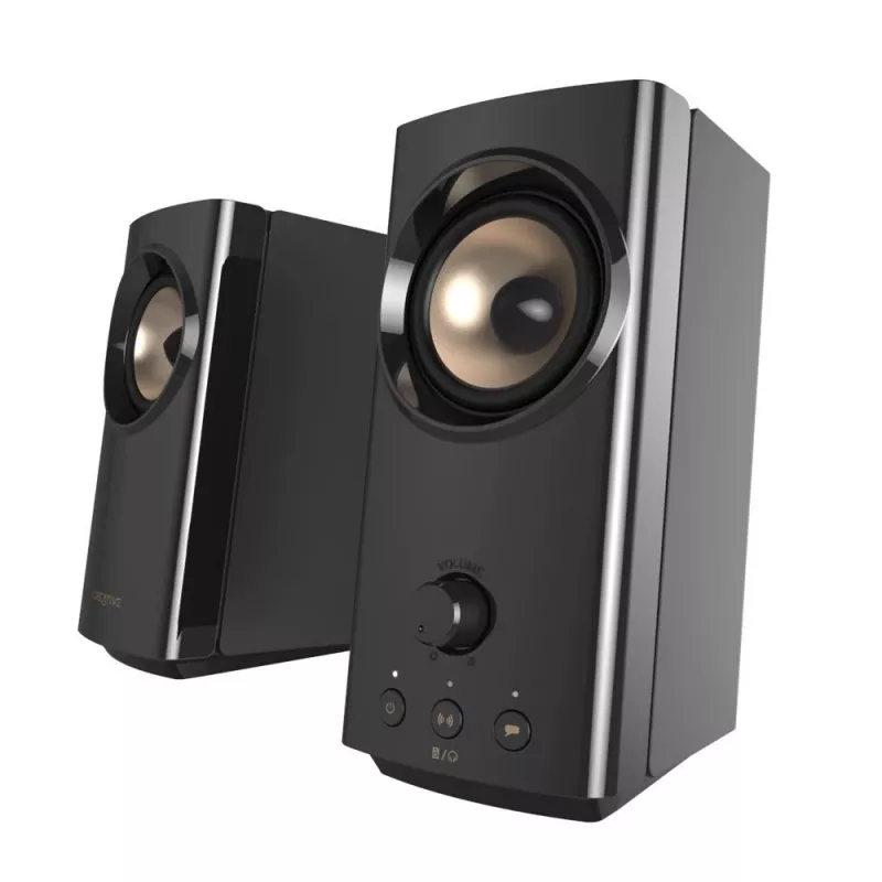 Głośniki komputerowe CREATIVE T60 2.0 Compact Hi-Fi z wyraźnym dialogiem i dźwiękiem przestrzennym Sound Blaster, zestaw SmartComms Kit, porty USB-C audio, mikrofon i słuchawki B