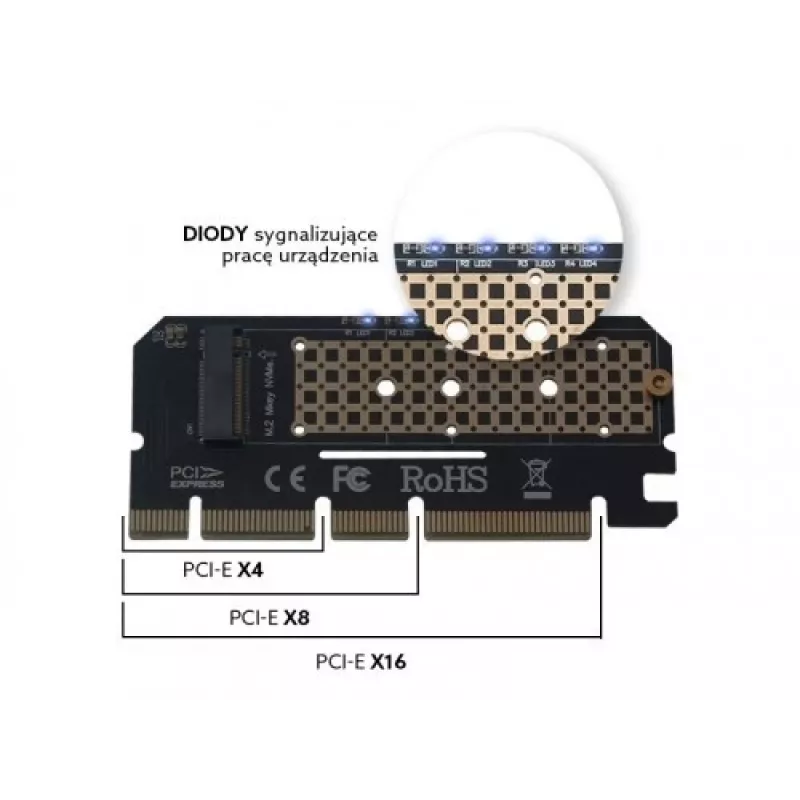 Karta rozszerzeń, adapter M.2 NVMe M-Key PCI-E Savio AK-41