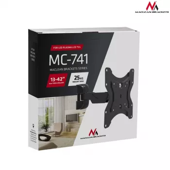 Uchwyt ścienny do telewizora MACLEAN MC-741 dla ekranów 33–106,7 cm (13 cali–42 cali), VESA 75x75–200x200, maks. obciążenie 25 kg, czarny