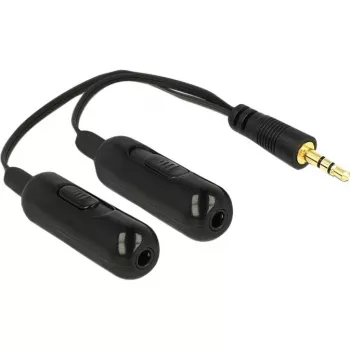 DeLOCK - Rozgałęźnik audio - 30 AWG - Mini-Phone Stereo 3,5 mm (M) - Mini-Phone Stereo 3,5 mm (Ż) - 19 cm - Czarny (65683)