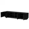 Szafka RTV cama meble LIVERTI 2000x420x480 mm, blat z płyty wiórowej czarny, rama czarna