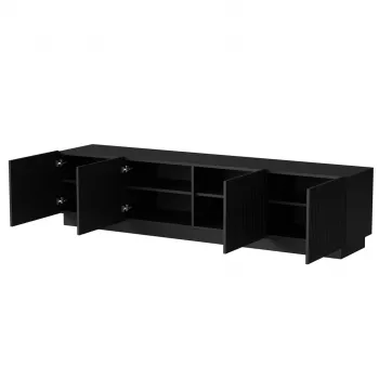 Szafka RTV cama meble LIVERTI 2000x420x480 mm, blat z płyty wiórowej czarny, rama czarna