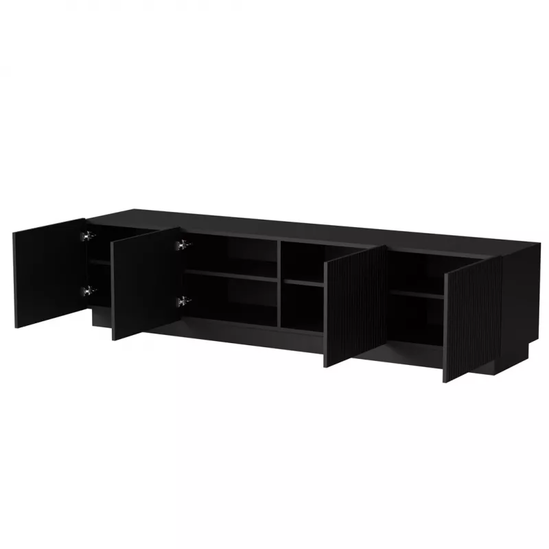 Szafka RTV cama meble LIVERTI 2000x420x480 mm, blat z płyty wiórowej czarny, rama czarna