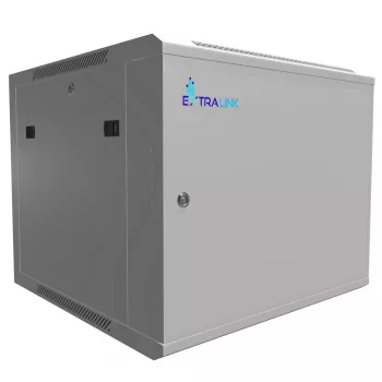 Szafa rack Extralink 9U 600x600 ASP szara do montażu na ścianie, metalowe drzwi