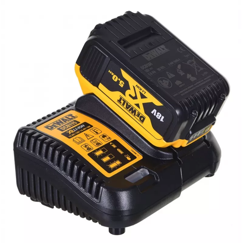Zestaw narzędzi akumulatorowych DeWALT DCK2080P2T-QW — 18 V Li‑Ion 5 Ah (2x), szlifierka DCG405, wiertarko‑wkrętarka, gwint tarczy szlifierskiej M14, walizka