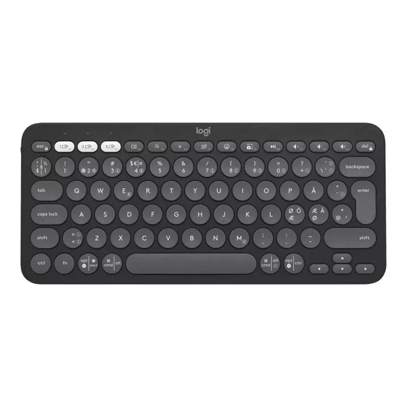 Logitech Pebble Keys 2 K380s - Klawiatura - Bezprzewodowa - Bluetooth LE - QWERTY - Układ nordycki (duński/fiński/norweski/szwedzki) - tonal graphite (920-011879)