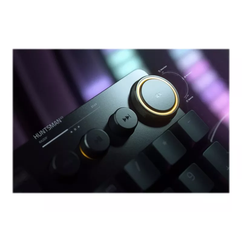 Przewodowa klawiatura gamingowa Razer Huntsman V2 — klikające przełączniki optyczne fioletowy, podświetlenie RGB LED