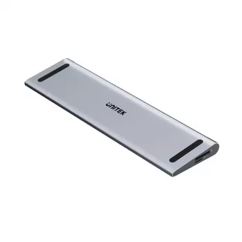 Przełącznik KVM Unitek D1106AGY01 USB-C stacja dokująca Triple 4K z KVM, 3x USB-A, 5x USB-C, HDMI×2, DP×1, RJ-45, czytnik SD, 3840×2160@60Hz, aluminium