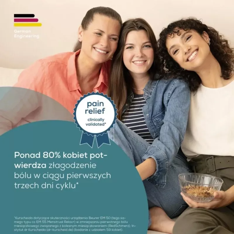 Urządzenie relaksacyjne menstruacyjne Beurer EM 55 z technologią TENS do łagodzenia bólu brzucha