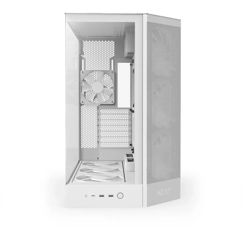Obudowa PC Midi Tower NZXT H9 Flow RGB+ — Biały, obsługa ATX/EATX/Micro-ITX, szkło hartowane, 3 wentylatory 140 mm z przodu + 1 wentylator 120 mm z tyłu