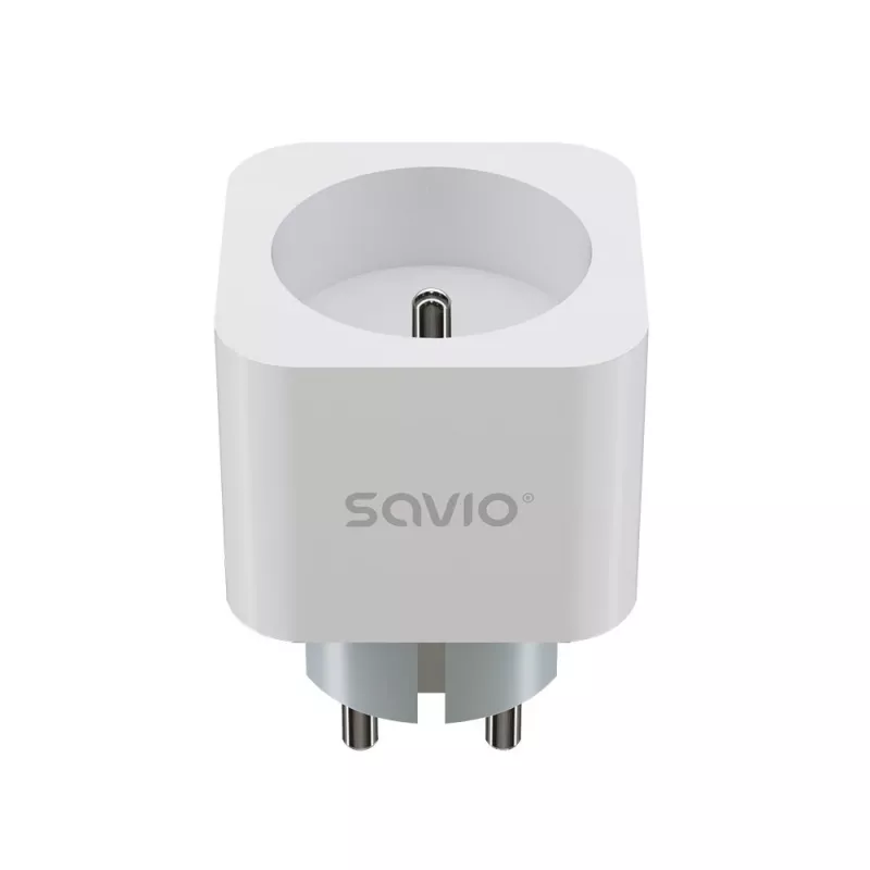 Inteligentne gniazdko SAVIO AS-01 16A Wi‑Fi 2.4 GHz, wtyczka typu E/F, 220–240 V, 3680 W, białe