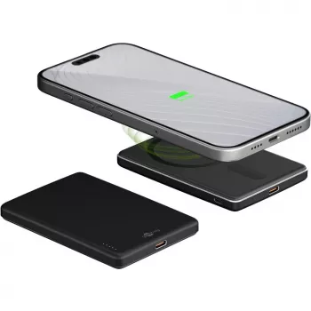 Goobay Magnetyczny Bezprzewodowy Power Bank | 70182 | 5000 mAh | USB-C | Czarny