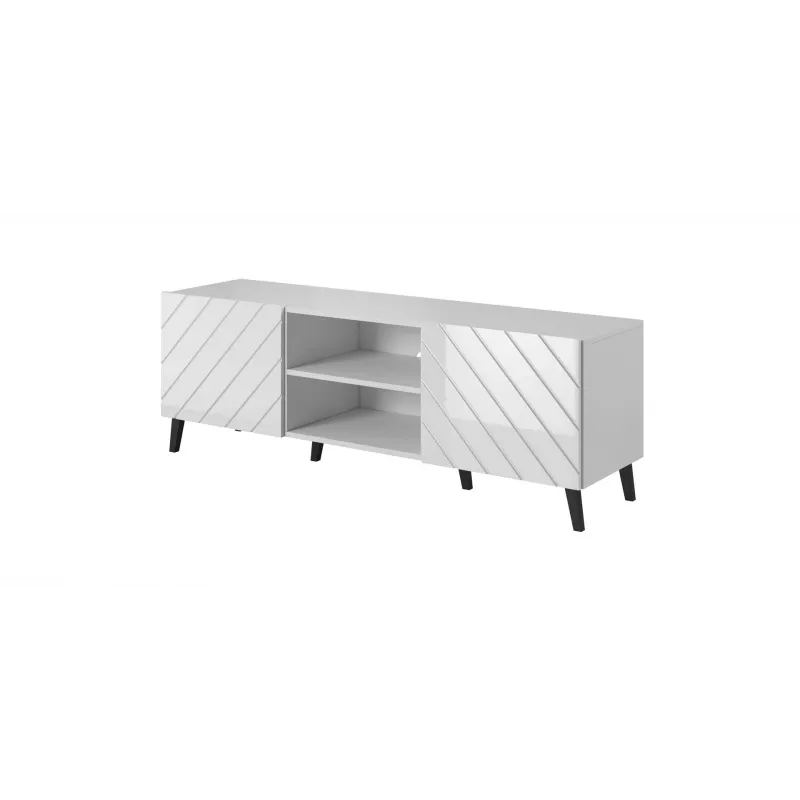 szafka RTV ABETO 150x42x52 biały/biały połysk