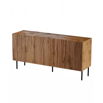 Komoda cama meble JUNGLE 152x40.5x74.5 cm — dąb wotan, czarne nogi, płyta wiórowa