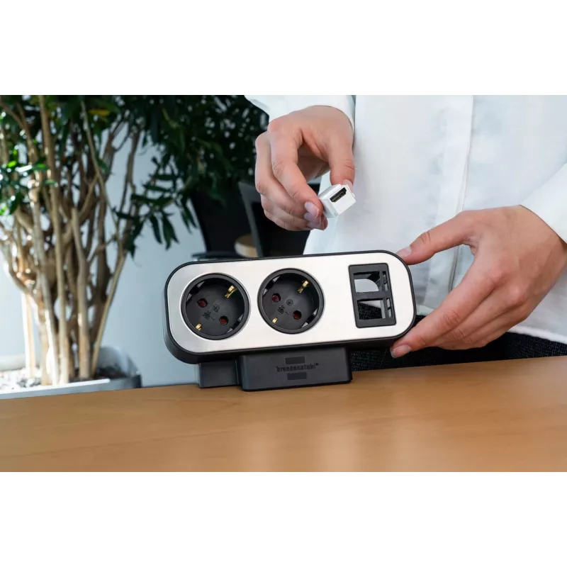 Power Extension Brennenstuhl 1153580100 2m 10 AC Outlets Indoor Czarny srebrny