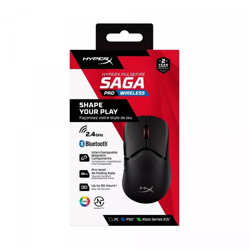 HyperX Pulsefire Saga Pro Bezprzewodowa mysz gamingowa (czarna)