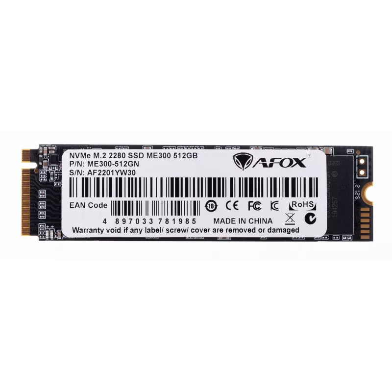 SSD M.2 AFOX ME300-512GN 512 GB PCIe NVMe TLC, odczyt 2000 MB/s, zapis 1600 MB/s