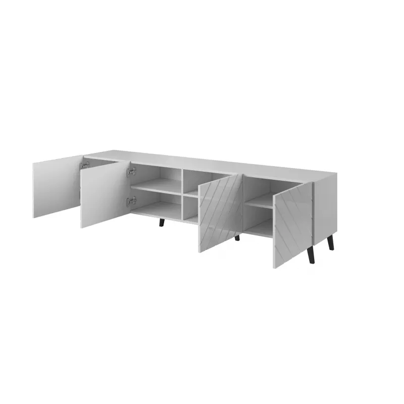 szafka RTV ABETO 200x42x52 biały/biały połysk