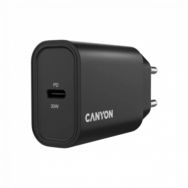Ładowarka ścienna CANYON OnCharge 30CL 30W PD 1-port EU plug Czarny