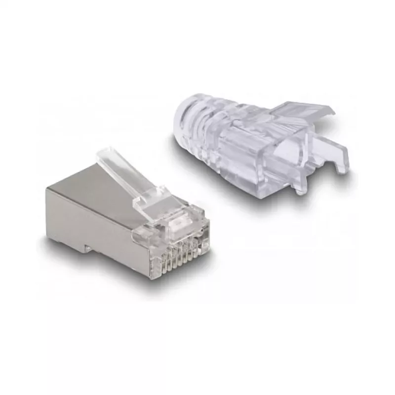DeLOCK Wtyk modułowy RJ45 Kat.6 50 szt. z osłonami przeciwgniotącymi
