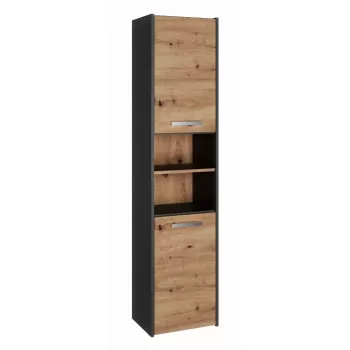 Szafka łazienkowa Topeshop S40 ANTRACYT/ARTISAN, wolnostojąca, 400×300×1700 mm, 6 półek, 2 drzwi