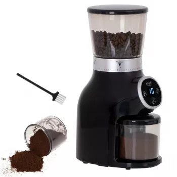 Profesjonalny młynek do kawy, stalowe żarna, 31 ustawień mielenia, Café 90g/m, Adler, AD4450, 300, Czarny