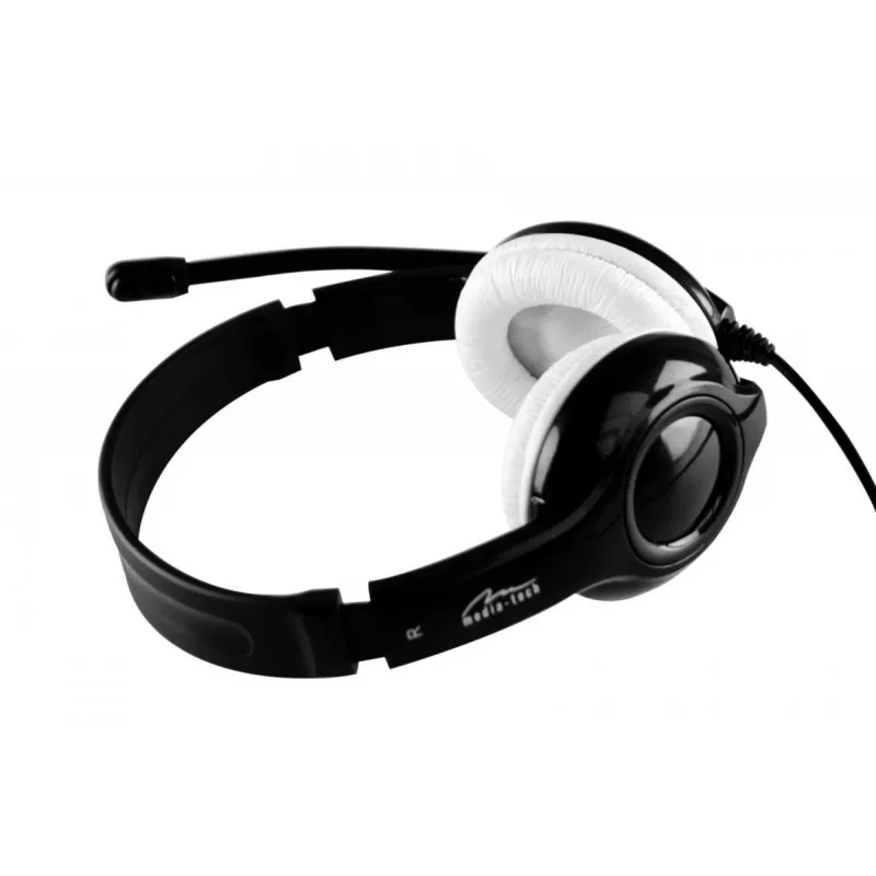 Słuchawki MEDIA-TECH MT3573 przewodowe binauralne składane z mikrofonem na wysięgniku, kabel 1,9 m, USB, czarne