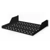 Digitus | Półka stała 2U do szaf rack | DN-19 TRAY-2-SW | Czarna | Idealna do przechowywania komponentów nieprzystosowanych do standardu 483 mm (19 inch). Smukła konstrukcja zajmująca miejsce 2 jednostek wysokości. Łatwy i szybki montaż oraz demontaż. Wymiary