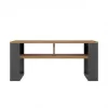 Stolik kawowy top e shop Modern 90×58×50 cm, antracytowa rama, matowe półki Artisan dąb
