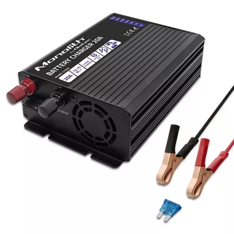 Ładowarka QOLTEC Monolith 20A 12V do akumulatorów LiFePO4, AGM, GEL, SLA