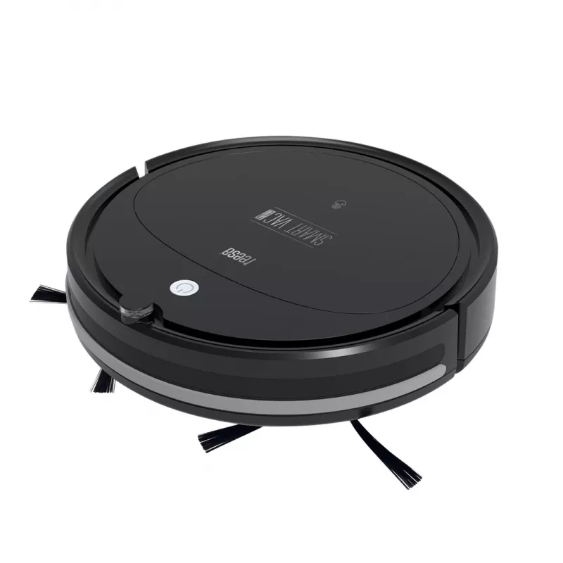 Robot odkurzający TEESA Smart VAC 2 — okrągły, czarny, siła ssania 1000 Pa, bateria litowa 9,6 V/2000 mAh, pojemnik na kurz 0,2 l, Wi‑Fi, automatyczny powrót
