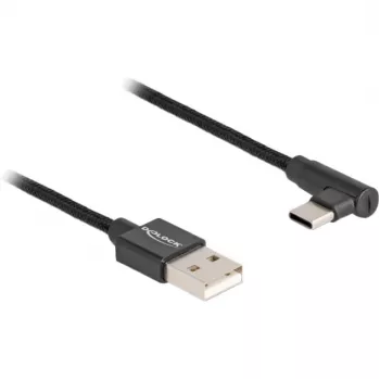 DeLOCK Kabel USB 2.0 typu-A męski na USB typu-C męski kątowy 2 m czarny