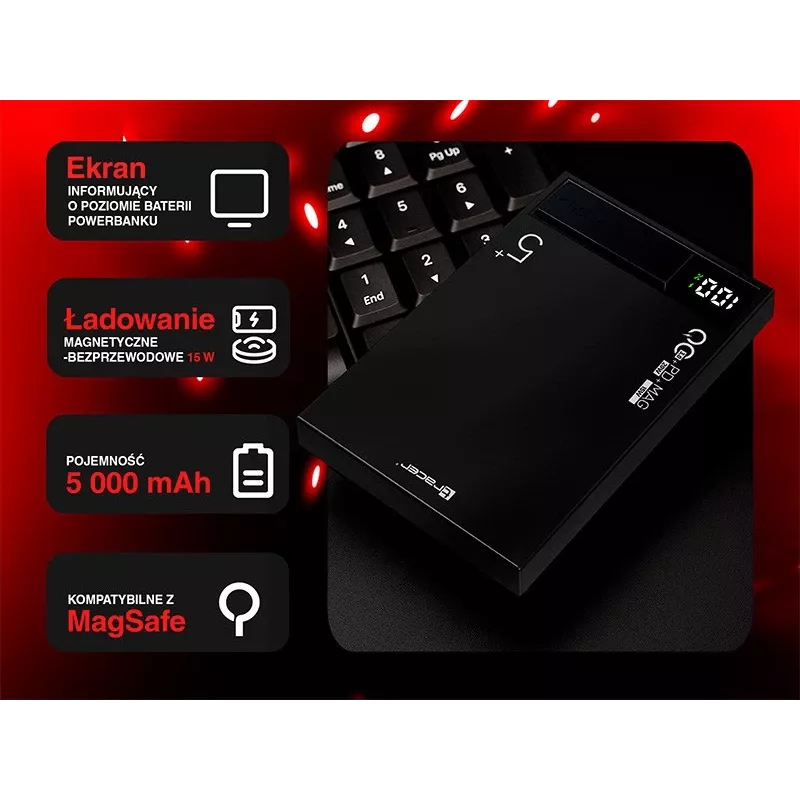 Tracer AirMag1 Lithium Polymer (LiPo) 5000 mAh Bezprzewodowe ładowanie Czarny
